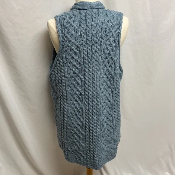 Women's Blue Cable Knit Sweater Vest - Picture 3 of 4